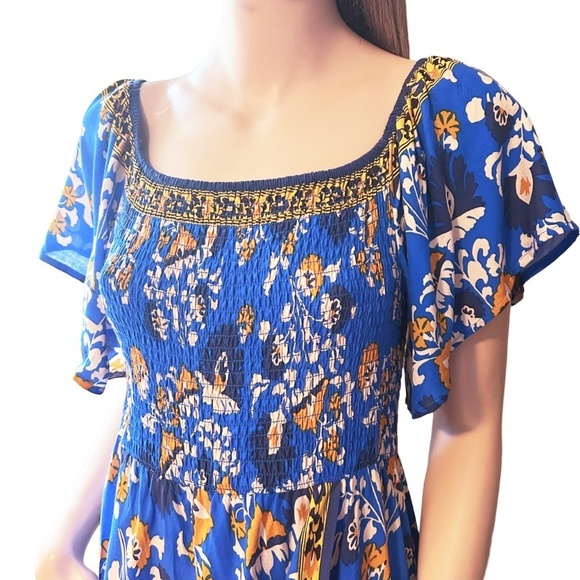 Flying Tomato Bohemian Dress Off or On Shoulder Fluttery Rayon Floral Tiki NOWT - Picture 10 of 16